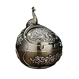 Cenicero Cenicero Creativo for el hogar, Cubierta abatible a Prueba de Viento, Adornos de Metal Vintage, Regalos, Cenicero Grande Ceniceros Portátiles (Color : Bronze, Size : A)