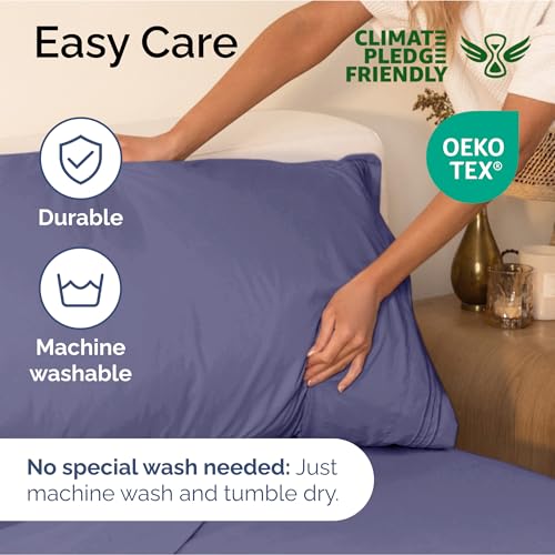 Image of Cal King Size 4 Piece Sheet Set - Soft & Cooling Bed Sheets - French Violet | Fits 8 Inch to 16 inch Mattress, Wrinkle Free & Fade Resistant with Deep Pockets, Breathable, Comfy Hotel Luxury Bedding