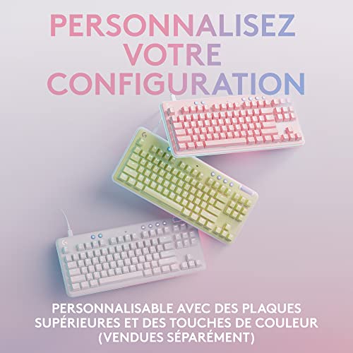 Logitech G G713 Clavier Gamer Filaire Mécanique Avec Éclairage RGB LIGHTSYNC, Interrupteurs Tactiles (GX Brown) et Repose-Poignet Pour Clavier, Compatible PC et Mac, Français AZERTY - Blanc