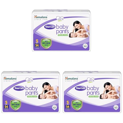 Image of Himalaya Total Care Baby Pants Diapers, Small, 54 Count, Up to 4-8kg (Pack of 3), 162 Count