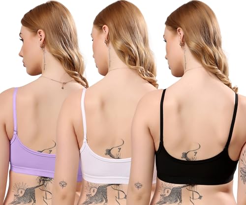Image of London Hills Women's Cotton Sports Bra for Women Solid Bra Wireless & Non Padded Full Coverage Soft Hold Straps Super Combed Cotton Elastane Stretch Full Coverage Slip-On Active Bra