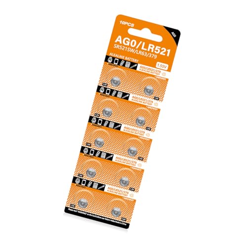 10 pilas de botón para reloj LR521 SR927SW 1.55V AG0 SR521SW SR521 AG521 S521E 521A 521S SR63 GP379