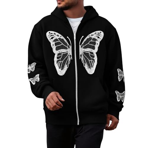 Men's Women's Zipper Connecting Gothic Butterfly Oversized Graphic Sweatshirt Vintage Baggy Grunge Aesthetic Jackets3