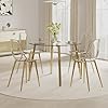 Amazon.com - Round Glass Dining Table Set for 4 42" Modern Circle ...