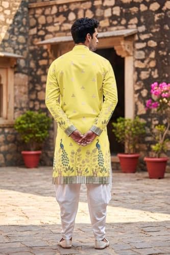 Image of Trustous Men's Pure Cotton Kurta Dhoti Set | Traditional Ethnic Wear for Festive, Wedding & Puja Occasion