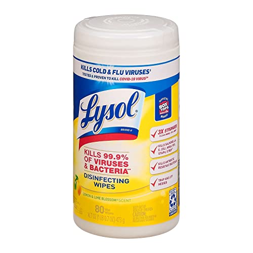 Lysol 77182Ea Disinfecting Wipes,80 Wipes/Tub, Lemon/Lime Blossom