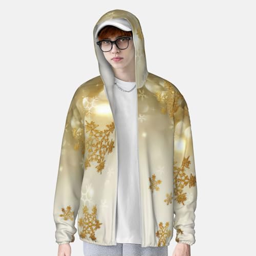 Sudadera con capucha de seda dorada y estampado navideño unisex para running 2