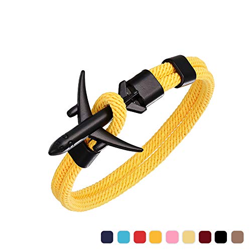 Preisvergleich Produktbild DonJordi Armband Flugzeug Gelb (schwarzes Flugzeug) 23 cm Länge