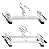 Dikenson Trouser & Skirt Hangers - Adjustable Non Slip Clips - Heavy Duty & Durable - Space Saving