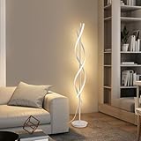 RaGiBow Unique Spiral Floor Lamp Modern Floor Lamps with Remote 3 Color Dimmable Standing Lamp, Modern Tall Lamp for Living Room Bedroom Office, White