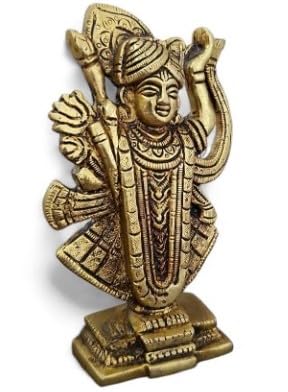 Sunpic Dwarkadhish Bhagwan Lord Shrinath Ji Statue Krishna Idol Statue Brass (5" inch)