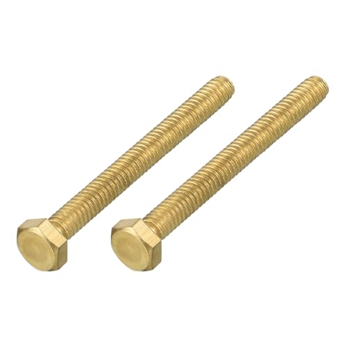 Image of METALLIXITY Hex Head Screw Bolt (1 /4-20x2-1 /2) 2Pcs, Brass Fully Threaded Solid Brass Hex Bolts Machine Screws - for Machinery Repair