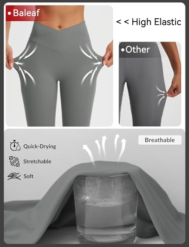 Image of baleaf Capri Leggings for Women Knee Length Yoga Workout Capirs Leggings with Pockets Tummy Control Stretch