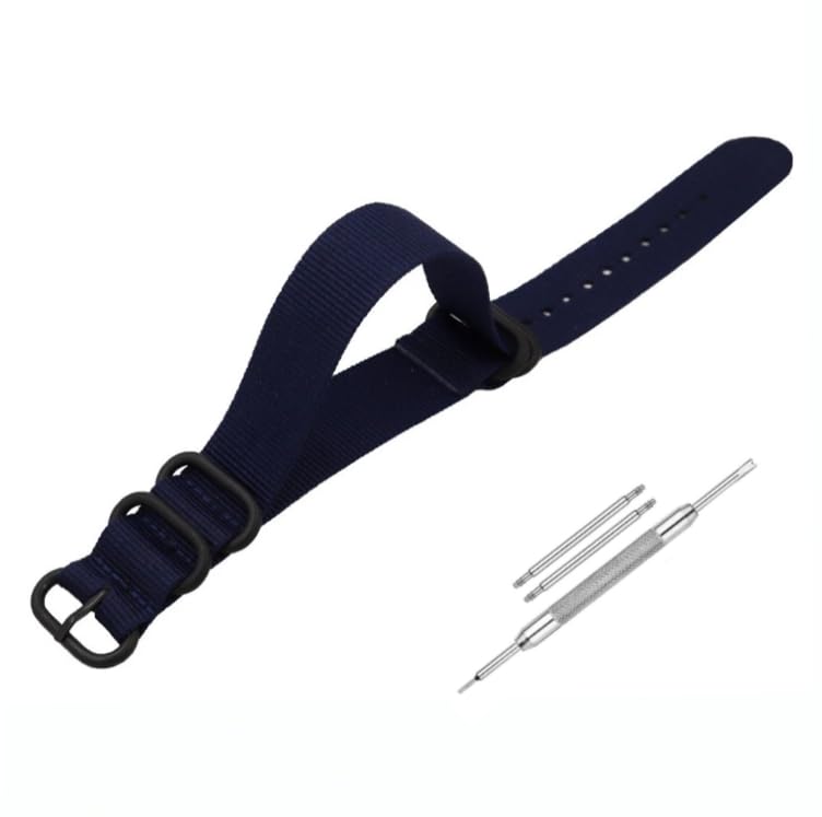 Image of Lineon 20mm & 22mm Black Buckle Nylon Vintage Style NATO Watch Strap ONE WAY NATO Nylon STRAP Imported Quality With Pins and Pin Remover Tool (Include)