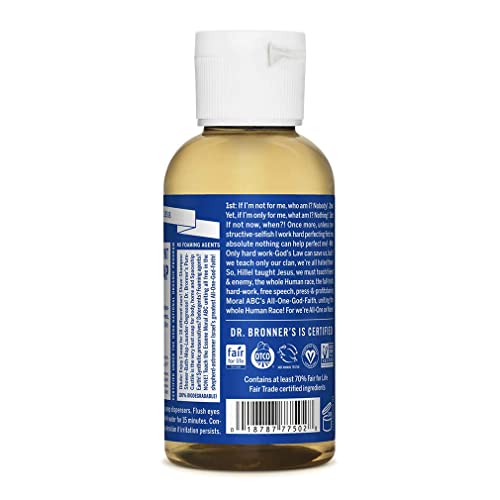Dr. Bronner's - Pure-Castile Liquid Soap (Peppermint, Travel Size, 2 Ounce) - Made With Organic Oils, 18-In-1 Uses: Face, Body, Hair, Laundry, Pets And Dishes, Concentrated, Vegan, Non-Gmo #TOP1