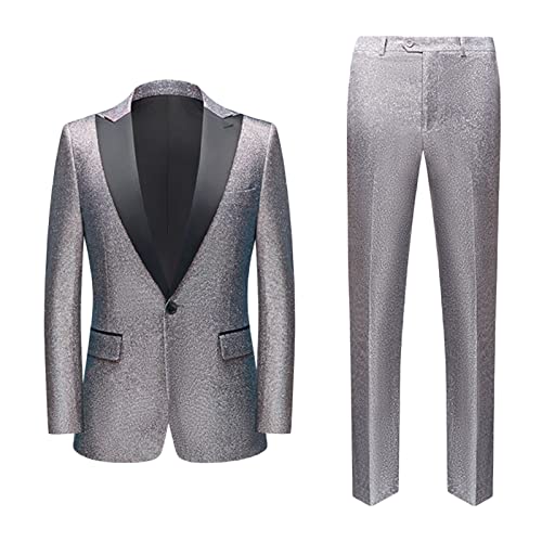 Ensemble de Bal Costume Brillant 2 pièces Hommes Tenue Disco Fluide et Confortable