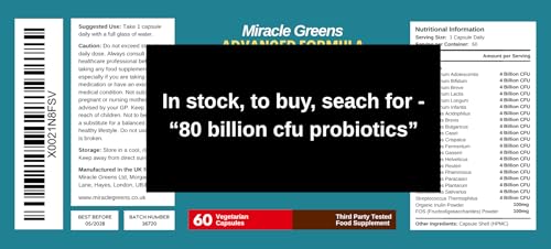 80 Billion CFU Probiotics - 20 Strains + Prebiotics | Lactobacillus and Bifidobacterium Strains | Probiotics for Women and Men | Made in The UK 2 Month Supply
