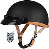 Ciencia del modelado/Diseño aerodinámico: medio casco de motocicleta de estilo alemán Más cómodo, elegante y compacto, liviano, no sensual, ventilación integral, diseño de gran angular, visión sin obstáculos, visión de conducción clara, más seguro y más seguro.