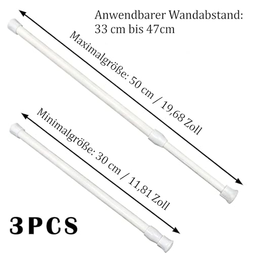 Gardinenstange Zum Klemmen Teleskopstange Klemmstange – 4er-Pack Verstellbar Ohne Bohren 40–70 Cm Für Fenster Badezimmer Kleiderschrank Stabil Vielseitig