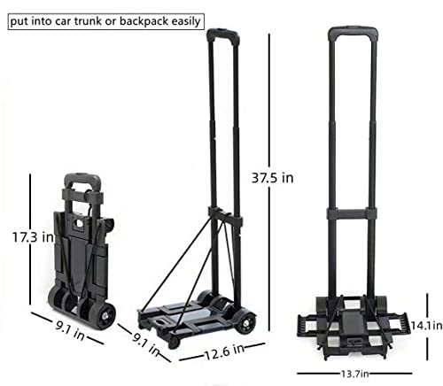 Mshop Shopping Cart Folding Luggage Cart 2 Wheels Lightweight Luggage Trolley Small Plastic Hand Truck For Groceries, Camping ,Super Market, Travel,Moving And Office Use Trolley (Black-Jma) (Ulc-01) #TOP2