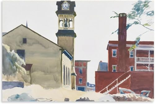 Affiche Edward Hopper Clocher peinture toile 60x80cm rétro
