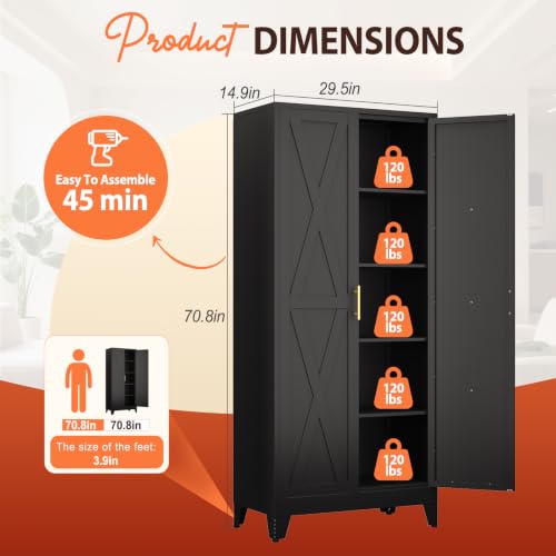 Image of PAOFIN 71 inch H Tall Kitchen Storage Cabinet with Doors