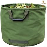 Pratica borsa da giardino in tela per raccogliere efficacemente le foglie, per riporre prodotti e organizzare il cortile, con cinghie rinforzate (verde militare)