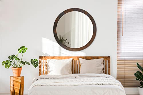 Miroir mural rond rustique métallique fi90 pour décoration intérieure chic