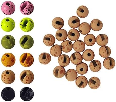 Aventik Mottled Tactical slotted tungsten beads 25pcs Think Fast Think Deep Beads Fly Tying Materials Lure Jig 6 Colors / 5 Sizes for Fly Fishing Fanatic