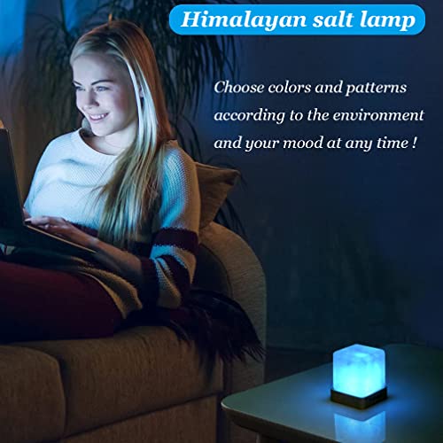 Taohua Garden Natural Himalayan Cordless Salt Lamp Rock Crystal Rechargeable（Built-In Battery） Remote Control 15Colours Decorative Present For Friend(Multi-Colored) #TOP5