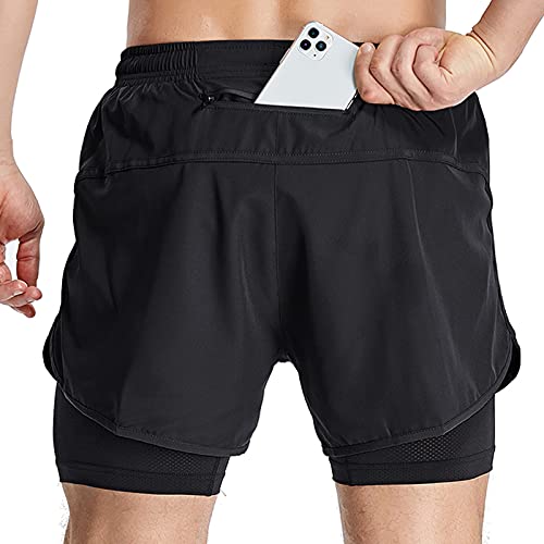 BTAPARK Workout Running Shorts for Men 2 in 1 Gym Athletic Pants Quick Dry Jogger Breathable