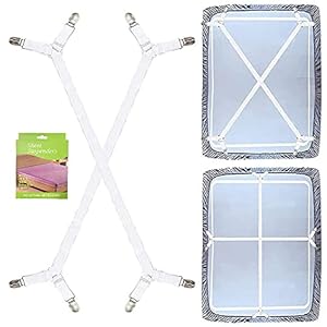 Felly Verstellbare Bettlakenspanner, 2 Stück Elastische Lakenhalter, Weiß Betttuchspanner, Lakenspanner mit Metallclips, für Bettlaken, Matratze, Bügelbrett Oder Sofa, Weiß