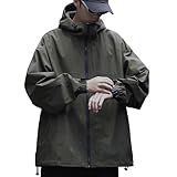 [W Wonyo] マウンテンパーカー メンズ ウインドブレーカー 撥水 マウンテンジャケット 防風 アウター 軽量 秋服 大きいサイズ 上着 秋冬 防寒着 アウトドア ジャンパー オシャレ アノラックパーカー ユーティリティ green XL