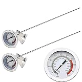 Öl-Thermometer für Fritteuse, Frittierthermometer mit Clip und 38,1 cm langem Stiel –Thermometer, langes Bratenthermometer für Truthahnfritteuse, hohe Töpfe, Rind, Lebensmittel kochen, 2 Stück