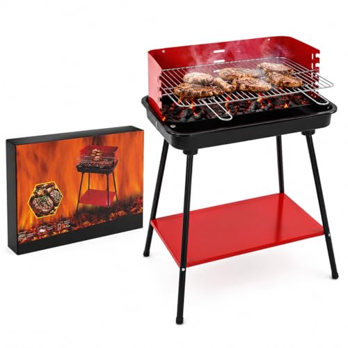 Barbecue Carbonella Rettangolare STABILE - 4 Posizioni di Cottura -