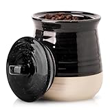 Hasense Ceramic Food Storage Jar with Airtight Lid, Coffee Cookie Containers for Kitchen Counter, 35 OZ Kitchen Canisters for Coffee Beans, Tea, Sugar, Candy and More, Black Kitchen Decor