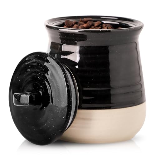 HASENSE Ceramic Food Storage Jar with Airtight Lid, Coffee Cookie
