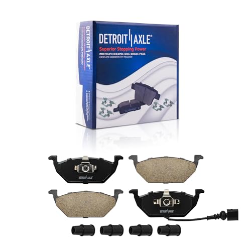 Image of Detroit Axle - Brake Kit for 1999-2004 Volkswagen Jetta, 1999-2006 Golf, 2000 Beetle Drilled & Slotted Brake Rotors and Ceramic Brakes Pads Replacement: 11.02 inch Front and 9.13 inch Rear Rotors