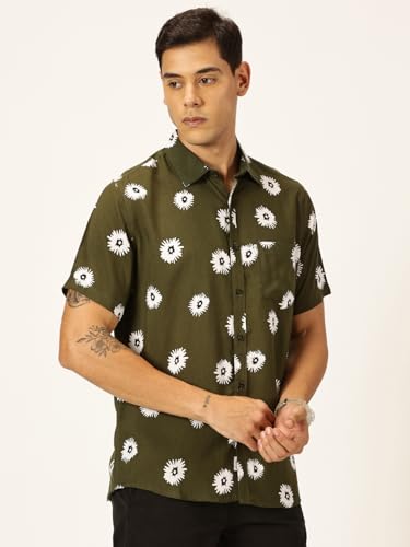 Image of Thomas Scott Men's | Printed | Half Sleeve | Regular Fit | Rayon-Blend | Single Pocket | Spread Collar | Casual Shirt