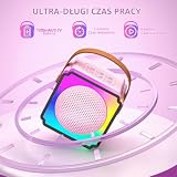 Anykuu Przenośna maszyna do karaoke dla dzieci, mini maszyna do karaoke z 2 mikrofonami, obsługuje połączenie bezprzewodowe/TF/AUX/USB LED, idealna do domu, na kemping, imprezę, jako prezent