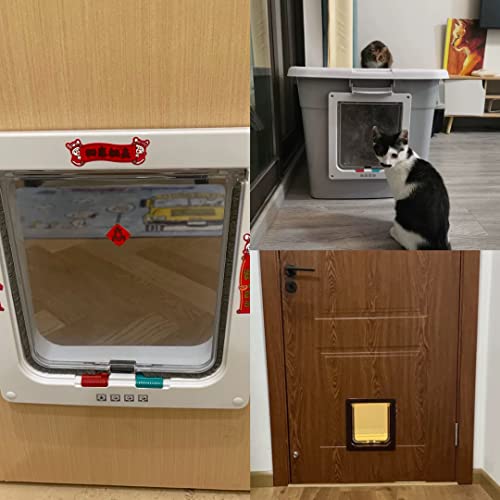 Pets Landing Cat Flap Door Magnetic Pet Door with 4 Way Lock, Easy Installation, Noiseless Cat Door for Cats, Kitties and Doggy, for Interior Door, Window, Wall, Cats Space, Cupboars and Litter Box