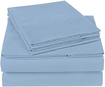 Queen Sheets - 4 PCS Sheet Set - up to 15 inches Deep - 100% Cotton 600 Thread Count Supreme Collection - Hotel Luxury Sheets & Pillowcases Set - Wrinkle and Fade Resistant Queen,Light Blue Solid