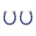 EVER FAITH 925 Sterling Silver Elegant Pave Cubic Zirconia Lucky Horseshoe Stud Earrings Blue