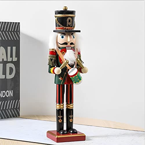Surpriseseptember Christmas Nutcracker Ornament,12 Inch Traditional Painted Wooden Nutcracker Soldier Doll, Nutcracker Figures Holiday Party Tabletop Christmas Decorations(The Drummer) #TOP3