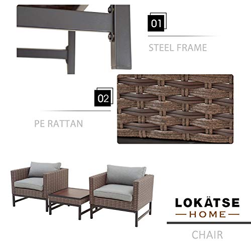 LOKATSE HOME Three-Piece Rattan Conversation Set #TOP18