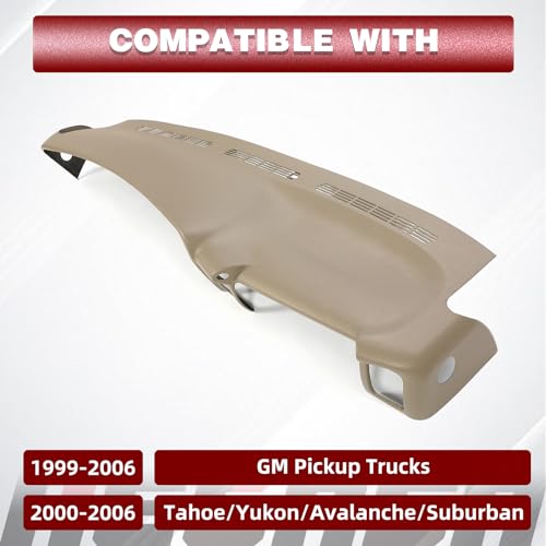 HECASA Molded Dash Board Cover Compatible with 1999-2007 Chevy Chevrolet Tahoe/Yukon/Avalanche/Suburban GMC Yukon/Sierra 1500 2500 3500 Light Tan Dashboard Cap by HECASA - Image 2
