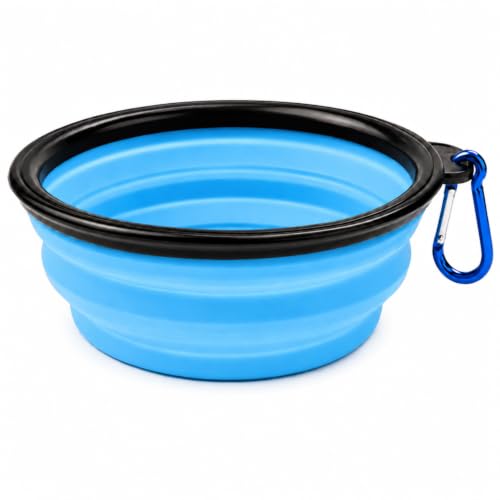 Comedouro Bebedouro Dobrável Portátil 350ml Cão Gato Pets (Azul Claro)