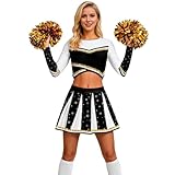 Generisch Cheerleader kostüm Damen mädchen Damen Cheer Leader Kostüm Zweiteiler Crop Tops mit Faltenrock Cheerleading Uniform Tanzkleid Halloween Karneval Fasching Partykleid