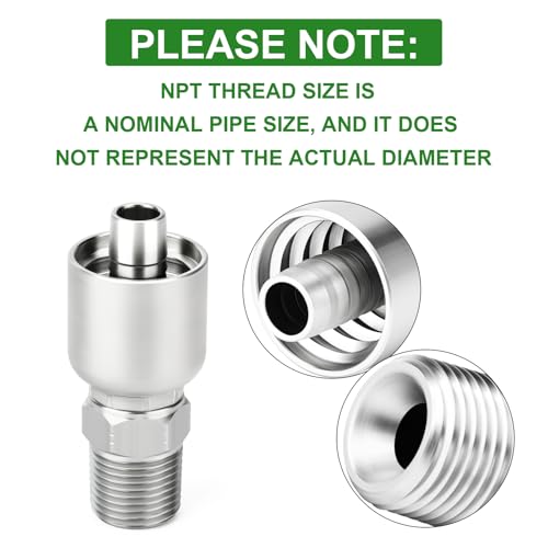 Image of TAISHER 6PCS Carbon Steel Hydraulic Hose Fitting, 3 /8 inch Hose x 3 /8 inch NPT Male