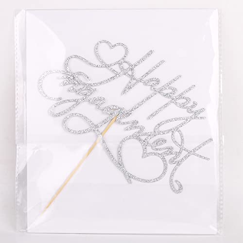 Lveud Silver Glitter Happy Engagement Cake Topper - We're Engaged Cake Topper, Engagement, Bridal Shower, Wedding Bachelorette Party Decoration With Premium #TOP5